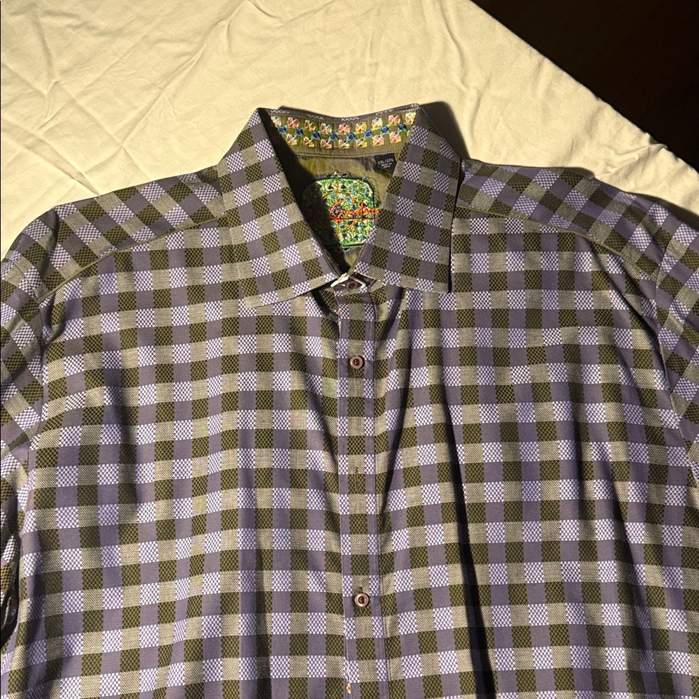 Robert Graham Purple and Grey Checkered Shirt